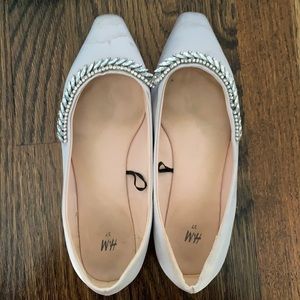 H&M gray satin jeweled flats shoes size 37/7